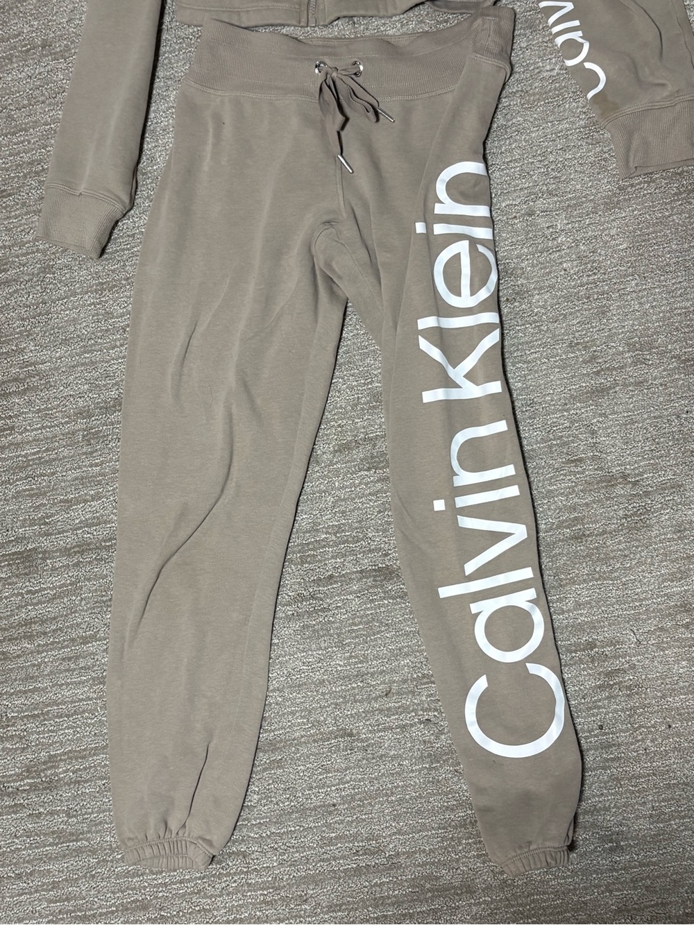 Calvin Klein Taupe Zip Hoodie & Logo Joggers Set - Picture 2 of 10